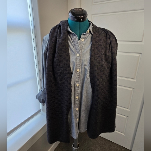 MICHAEL KORS LONG SCARF DARK GREY BLUE MK LOGO PRINT UNISEX MENSWEAR MENS OS - Picture 4 of 12